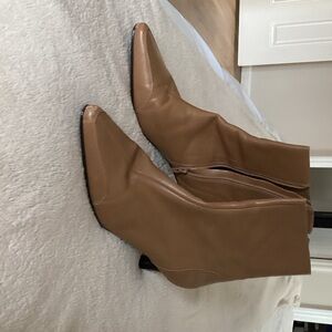 LOFT Brown Pointed-Toe Mid-Calf Heeled Boots